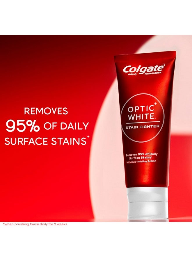 كولجيت معجون أسنان كولجيت أوبتيك وايت ستين فايتر لتبييض الأسنان، معجون أسنان مضاد للتسوس بالفلورايد لتبييض الأسنان، يساعد على إزالة البقع السطحية اليومية، معجون النعناع النظيف، عبوة من 4 قطع، 4.2 أونصة - Image 2