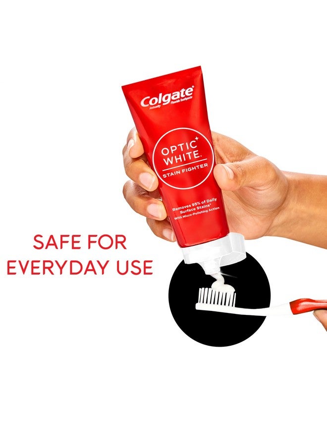 كولجيت معجون أسنان كولجيت أوبتيك وايت ستين فايتر لتبييض الأسنان، معجون أسنان مضاد للتسوس بالفلورايد لتبييض الأسنان، يساعد على إزالة البقع السطحية اليومية، معجون النعناع النظيف، عبوة من 4 قطع، 4.2 أونصة - Image 4