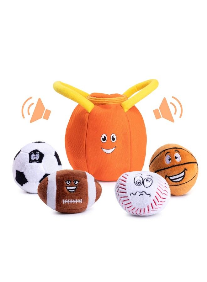 Plush Creations Talking Sports Plush Bag With 4 Talking Soft Plush Balls. Sport Set Includes Plush Sports Bag Plush Basketball Plush Baseball Plush Soccer Ball And Plush Football - Image 2