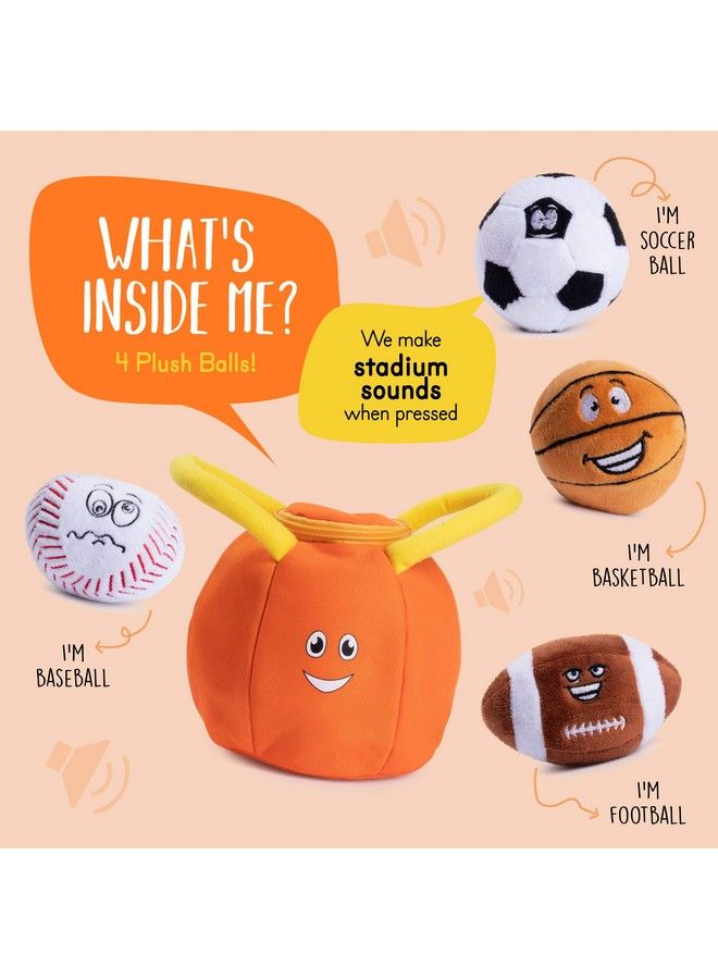 Plush Creations Talking Sports Plush Bag With 4 Talking Soft Plush Balls. Sport Set Includes Plush Sports Bag Plush Basketball Plush Baseball Plush Soccer Ball And Plush Football - Image 3
