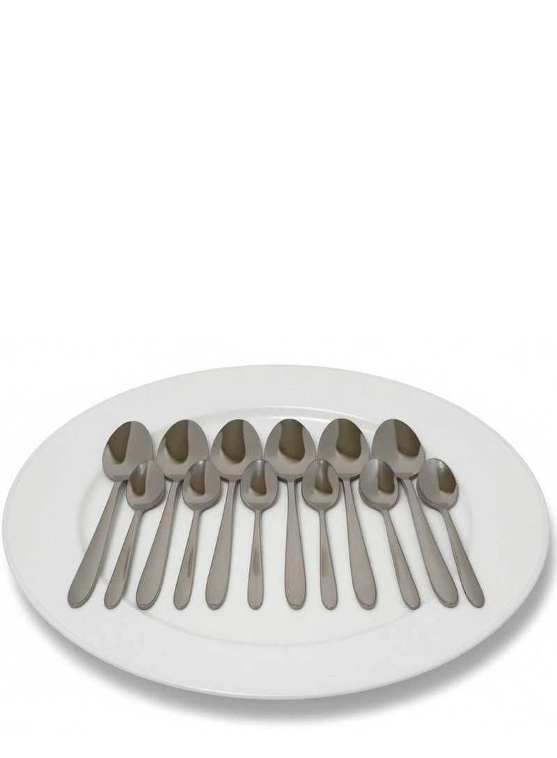 12 Pcs Cutlery Set Stainless Steel, 6 Tea Spoons 6table Spoons - Image 3