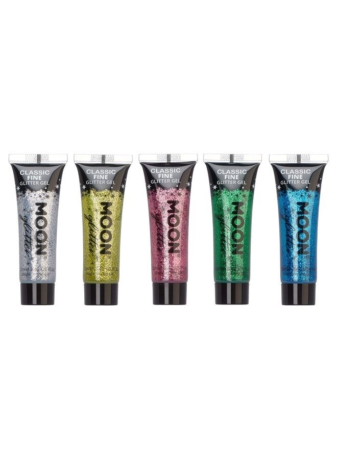 Moon Glitter جل اللمعان الكلاسيكي من مون جلتر - 0.40 أونصة سائلة - مجموعة من 5 - طلاء وجه لامع - Image 1