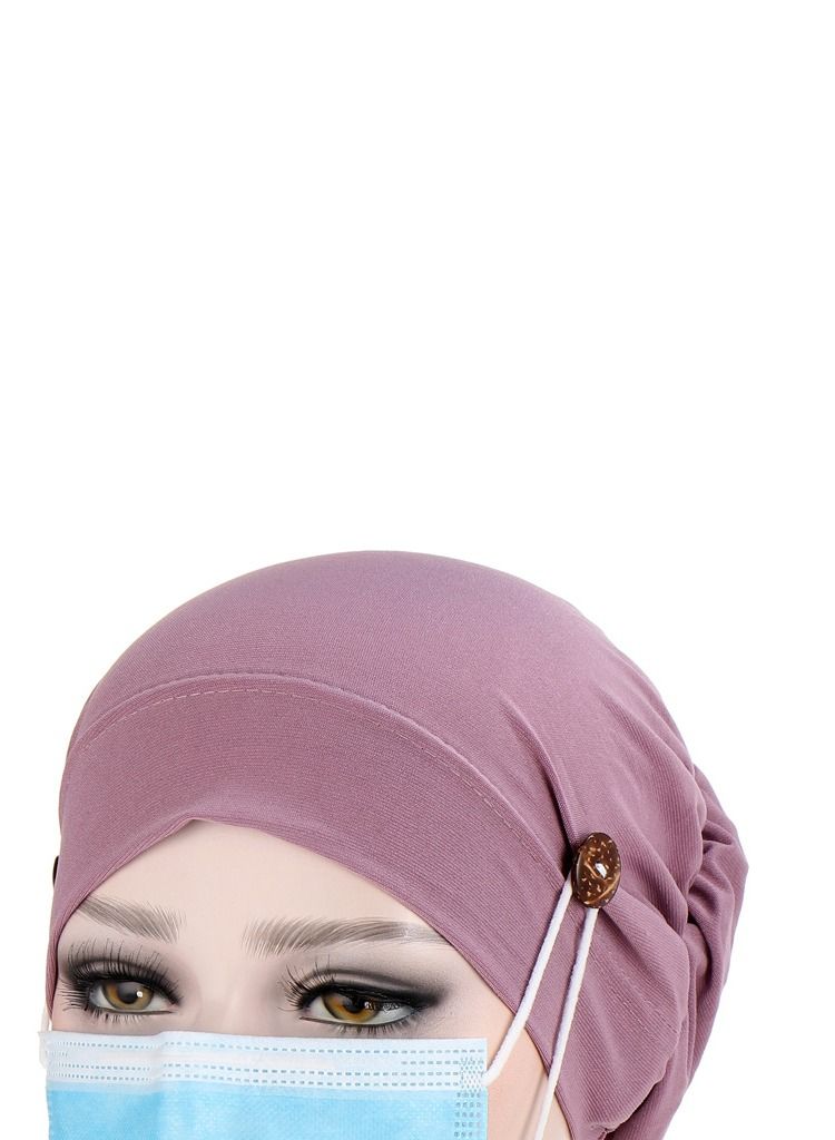 Loquat Solid Button Pullover Cap Purple  - Image 2