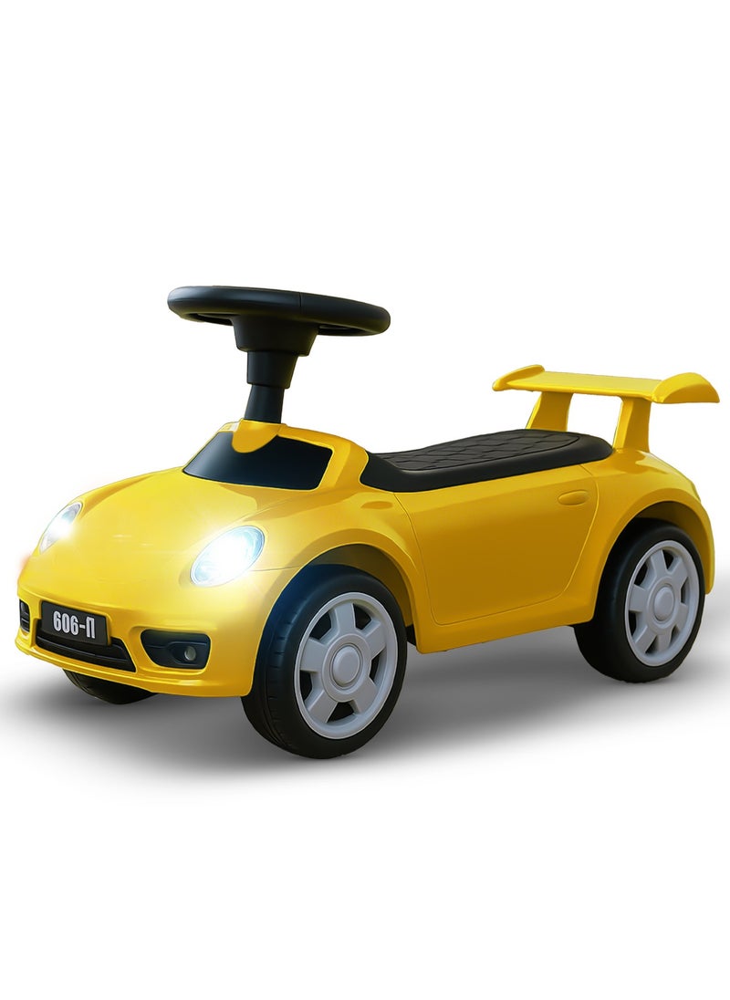 BAYBEE Bruno Baby Ride on Car for Kids, Toddler Ride on Baby Car with Lights, Music, Backrest & Storage Space | Kids Push Car for Baby | Push Ride on Car for Kids Toddlers 1 to 3 Years Boys Girls Yellow  - Image 1
