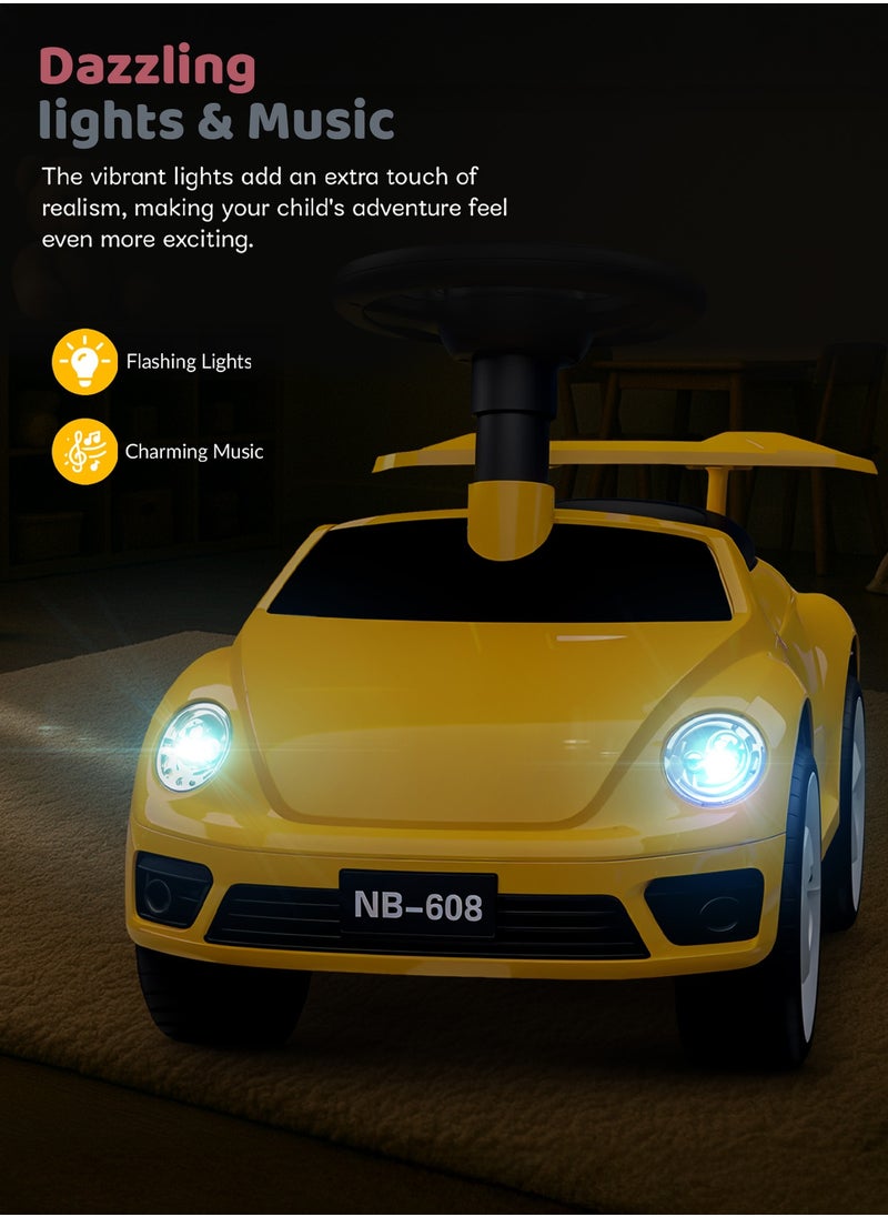 BAYBEE Bruno Baby Ride on Car for Kids, Toddler Ride on Baby Car with Lights, Music, Backrest & Storage Space | Kids Push Car for Baby | Push Ride on Car for Kids Toddlers 1 to 3 Years Boys Girls Yellow  - Image 4