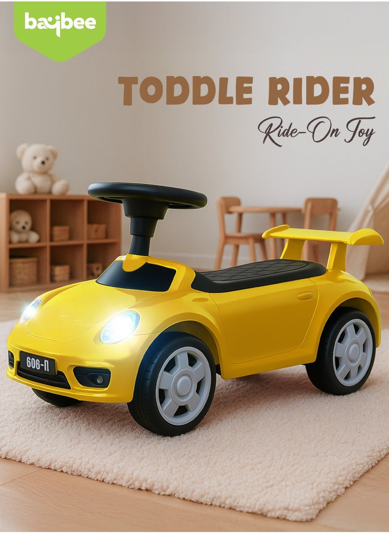 BAYBEE Bruno Baby Ride on Car for Kids, Toddler Ride on Baby Car with Lights, Music, Backrest & Storage Space | Kids Push Car for Baby | Push Ride on Car for Kids Toddlers 1 to 3 Years Boys Girls Yellow  - Image 3