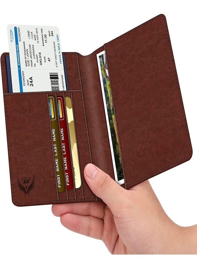 LORENZ Passport Holder Travel Accessories for Men Women, Brown | PH-05 - Image 5
