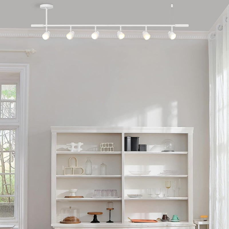 Globe Electric 64000054 6-Light Adjustable Height Track Lighting, Matte White, Pivoting Shades, GU10 Base, Minimalist Ceiling Light for Kitchen or Dining Room, Dimmer Switch Compatible - Image 4