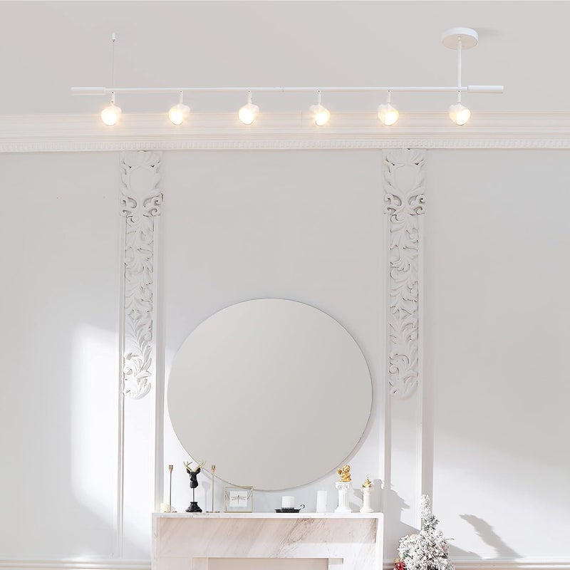 Globe Electric 64000054 6-Light Adjustable Height Track Lighting, Matte White, Pivoting Shades, GU10 Base, Minimalist Ceiling Light for Kitchen or Dining Room, Dimmer Switch Compatible - Image 3