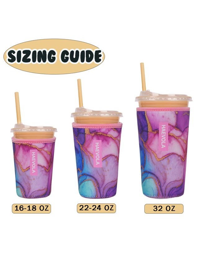 Haevola Reusable Insulated Neoprene Iced Coffee Cup Sleeve, Durable Drink Sleeve for Cold Beverages, Beverage Holder for Iced Coffee, Aurora Flow - Image 5