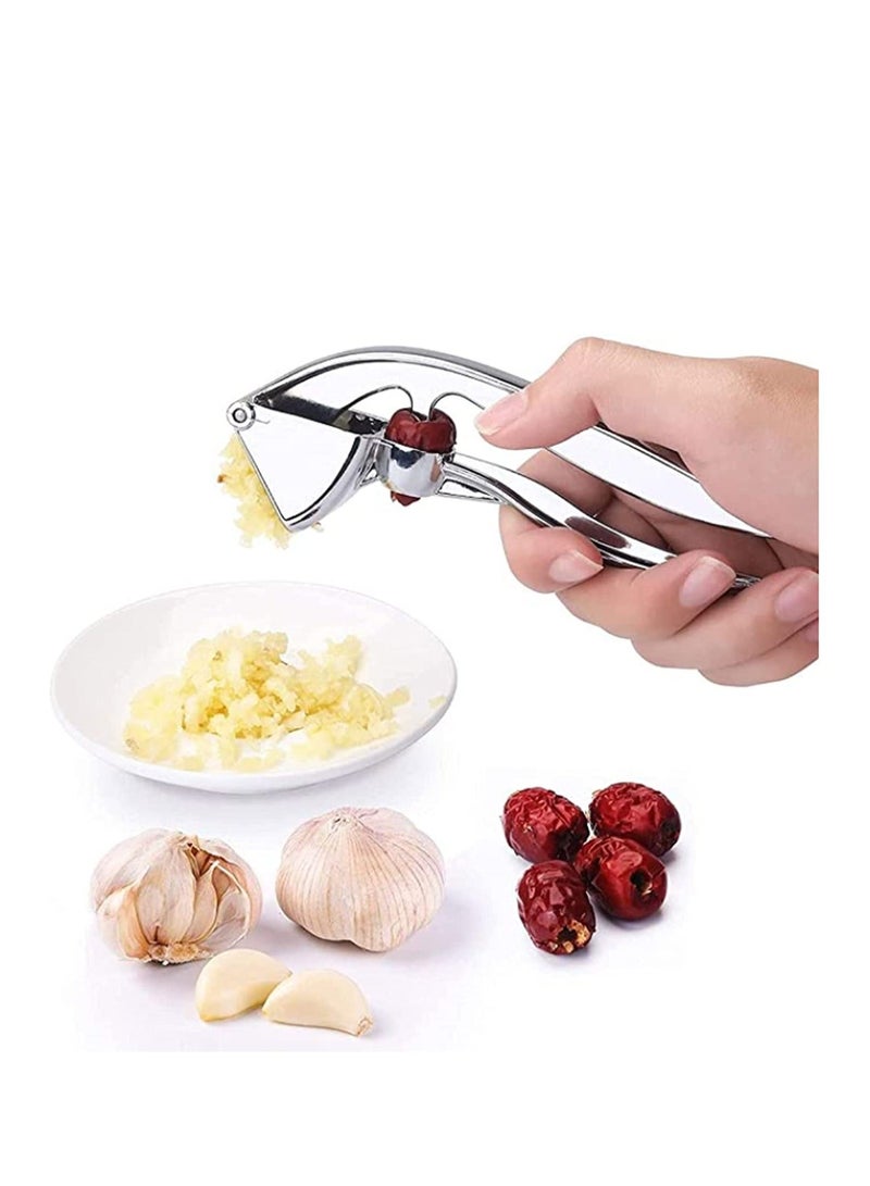 واي آند دي Kitchen Garlic Press Stainless Steel, 2 in 1 Design Crusher and Date Pits Remover Mincer Rust Proof Ergonomic Handle Easy Squeeze Sturdy Professional Grade Dishwasher Safe - Image 1