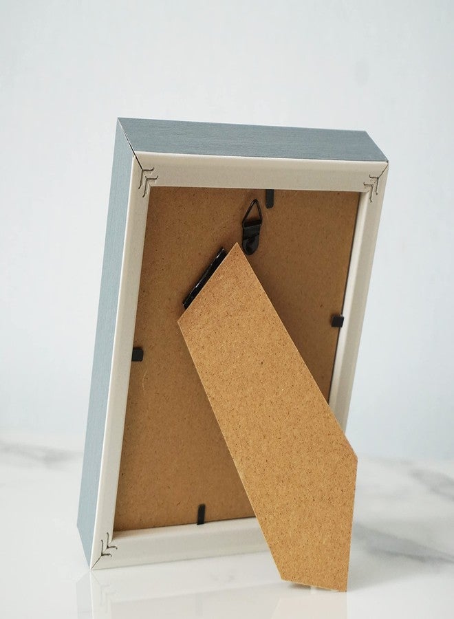 PLUSCHEN 5x5 Blue Beige Square Picture Frame, 5x5 Resin Photo Frame, Wall and Desktop Display Picture Frame, Plexiglass - Image 3
