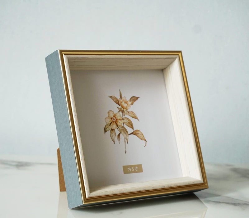 PLUSCHEN 5x5 Blue Beige Square Picture Frame, 5x5 Resin Photo Frame, Wall and Desktop Display Picture Frame, Plexiglass - Image 1