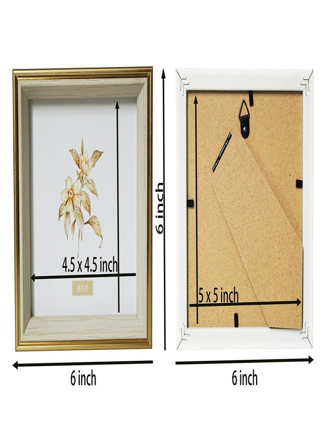 PLUSCHEN 5x5 Blue Beige Square Picture Frame, 5x5 Resin Photo Frame, Wall and Desktop Display Picture Frame, Plexiglass - Image 4
