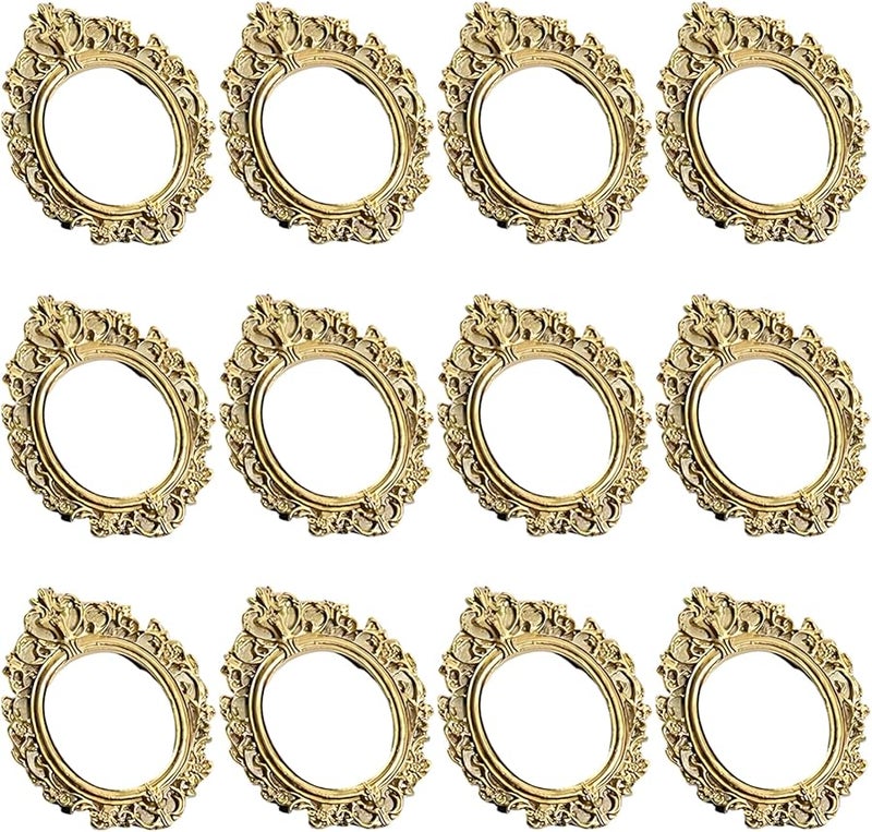 Vintage Baroque Gold Pearl Resin Frames 12pcs Oval for Jewelry Making Crafts - Image 2
