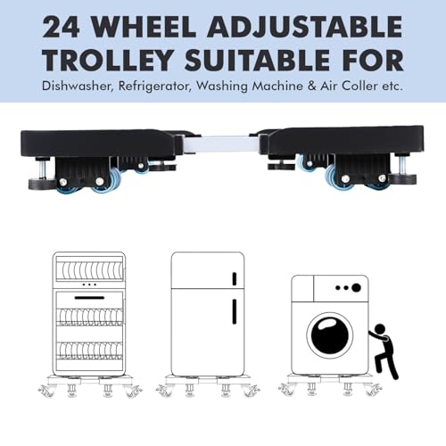 Pivalo 24 Wheel Heavy Duty Adjustable Trolley Stand for Washing Machine, Fridge, Dishwasher,Refrigerator, Front & Top Load, Load Capacity Up to 500kg (Fits 7 to 10kg Machines) - Image 4