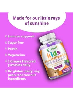 Daynee Organic Natural Multivitamin Gummies Helps Your Child's Immune System Health Helps Support Energy Production Bone Muscles 60 Tablets  - Image 2