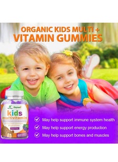 Daynee Organic Natural Multivitamin Gummies Helps Your Child's Immune System Health Helps Support Energy Production Bone Muscles 60 Tablets  - Image 3