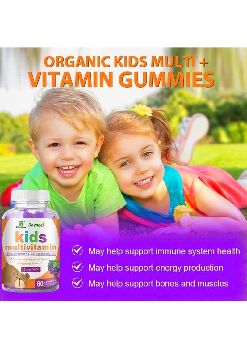 Daynee Organic Natural Multivitamin Gummies Helps Your Child's Immune System Health Helps Support Energy Production Bone Muscles 60 Tablets  - Image 3