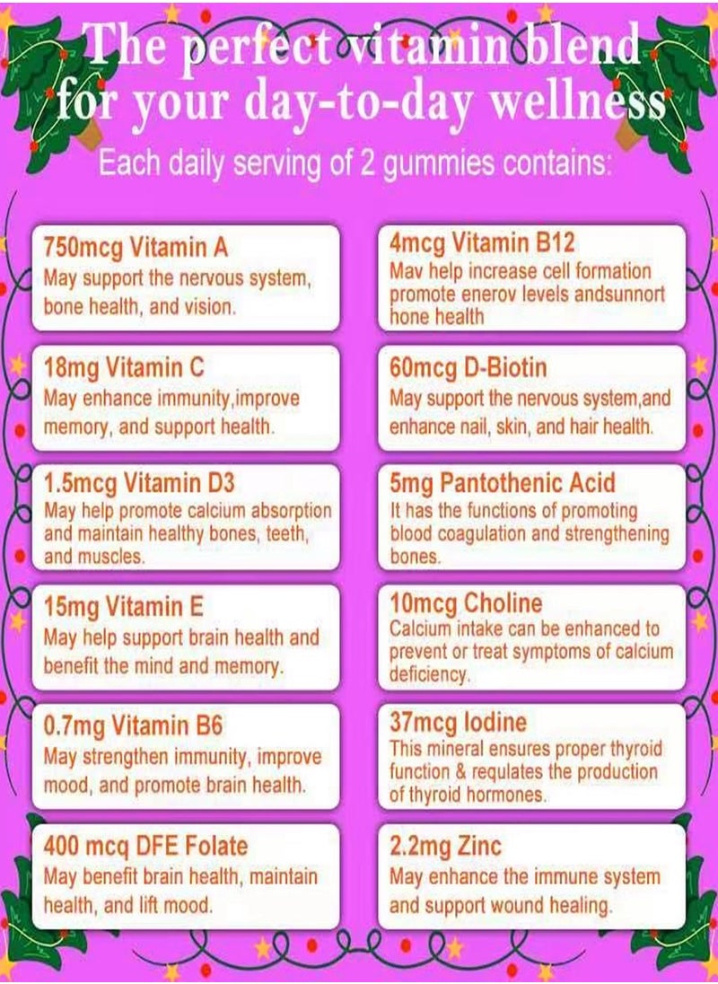 Daynee Organic Natural Multivitamin Gummies Helps Your Child's Immune System Health Helps Support Energy Production Bone Muscles 60 Tablets  - Image 4