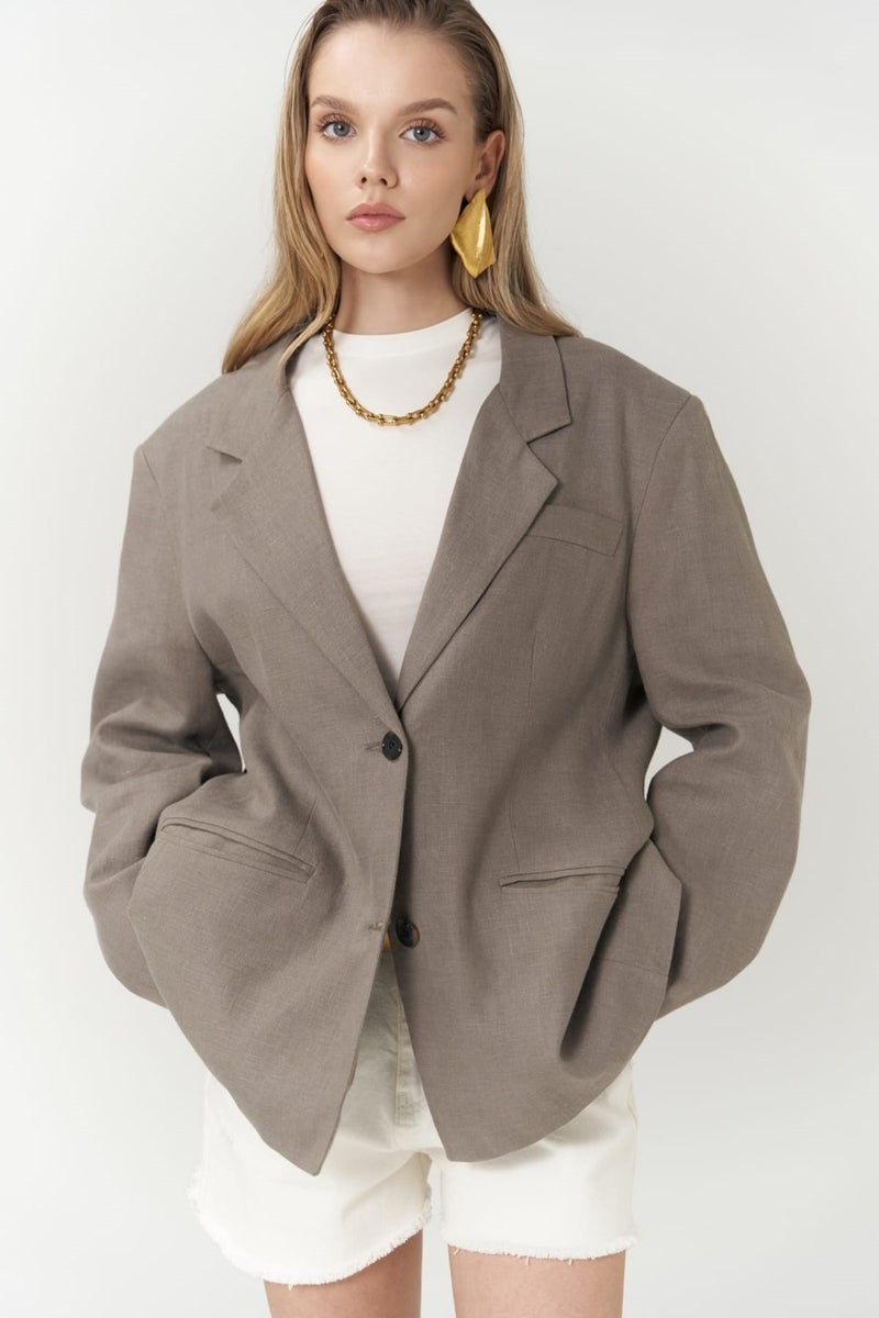 Bohemai Brenna Smoke Linen Blazer  - Image 1