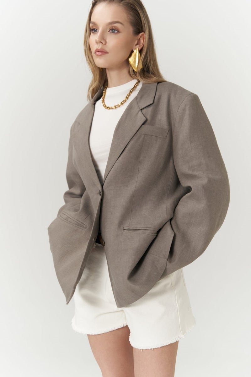 Bohemai Brenna Smoke Linen Blazer  - Image 2