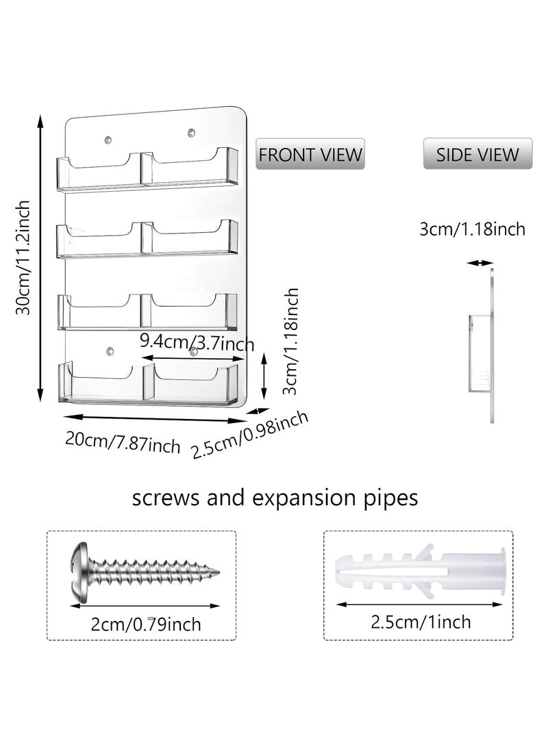 TPGP 2 Pieces Acrylic Business Card Holder Wall Mount Clear Sticker Display Rack Multiple Clear Acrylic Card Organizer Sticker Display Stand Pre-Drilled Index Card Storage (8 Pockets/11.8 x 8.3)  - Image 5