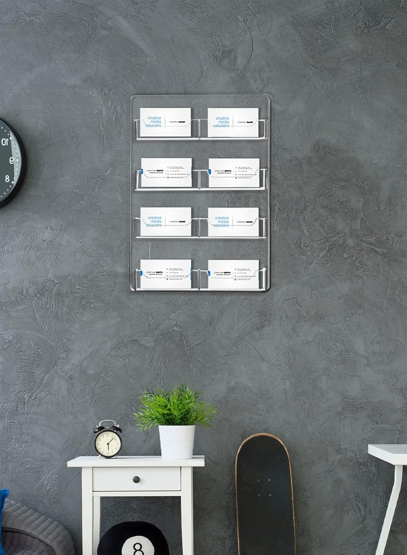 TPGP 2 Pieces Acrylic Business Card Holder Wall Mount Clear Sticker Display Rack Multiple Clear Acrylic Card Organizer Sticker Display Stand Pre-Drilled Index Card Storage (8 Pockets/11.8 x 8.3)  - Image 3