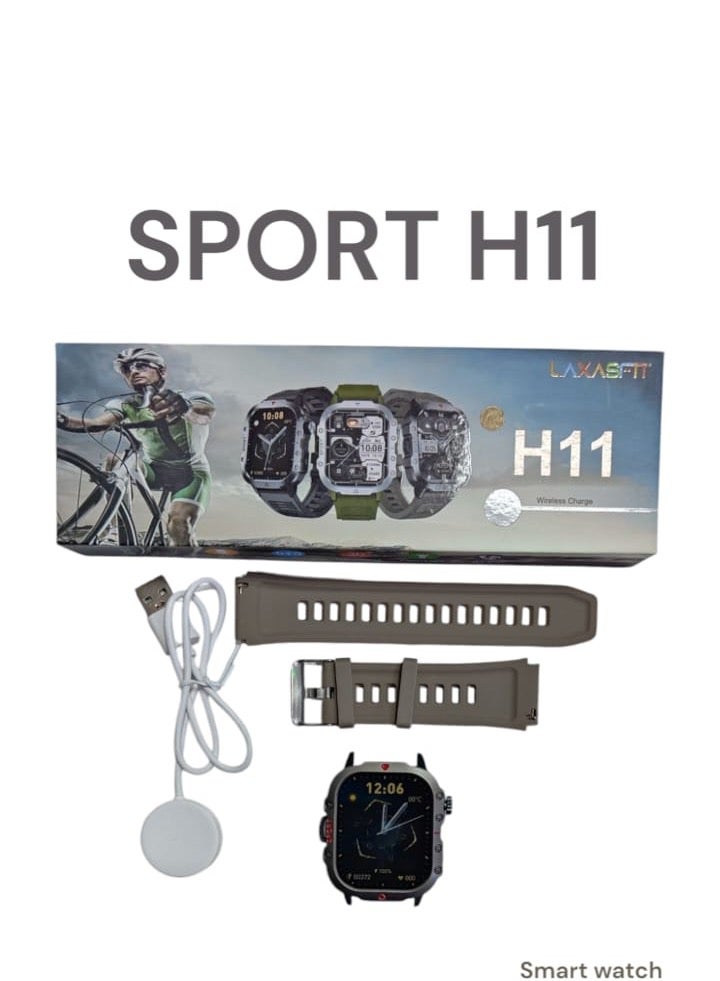 H11 Smart Watch with Wireless Charging, BT Calling, Fitness & Health Tracker, Blood Oxygen, Heart Rate, Flashlight – Sports Edition (Men/Women)"  - Image 1