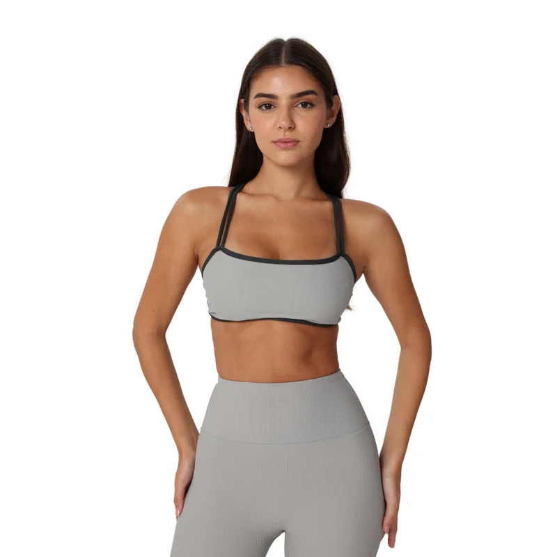 Mohuki Olivia Ribbed Yoga Bra - Grey