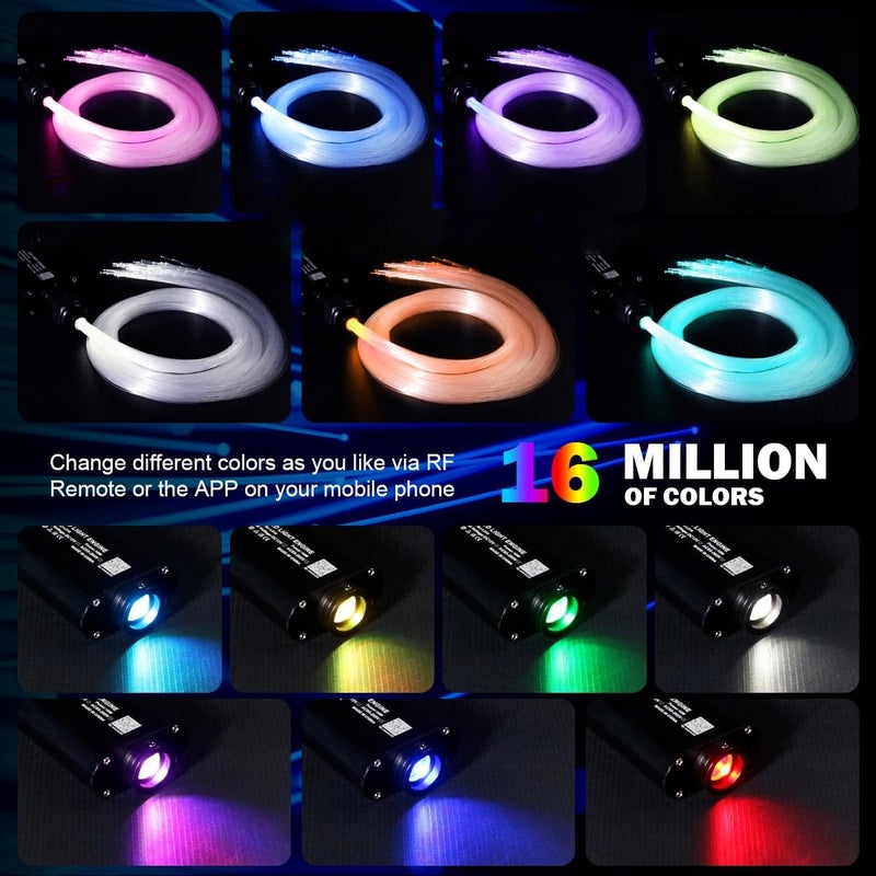 Amki 16W 450pcs 0.03in 9.8ft Fiber Optic Starlight Kit with Pure White Shooting Star,End Glow Fiber Strands Music Sound Activated Remote Control Starlight Headliner Meteor Home Car Decor - Image 2