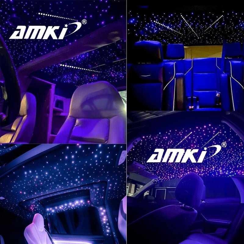 Amki 16W 450pcs 0.03in 9.8ft Fiber Optic Starlight Kit with Pure White Shooting Star,End Glow Fiber Strands Music Sound Activated Remote Control Starlight Headliner Meteor Home Car Decor - Image 5