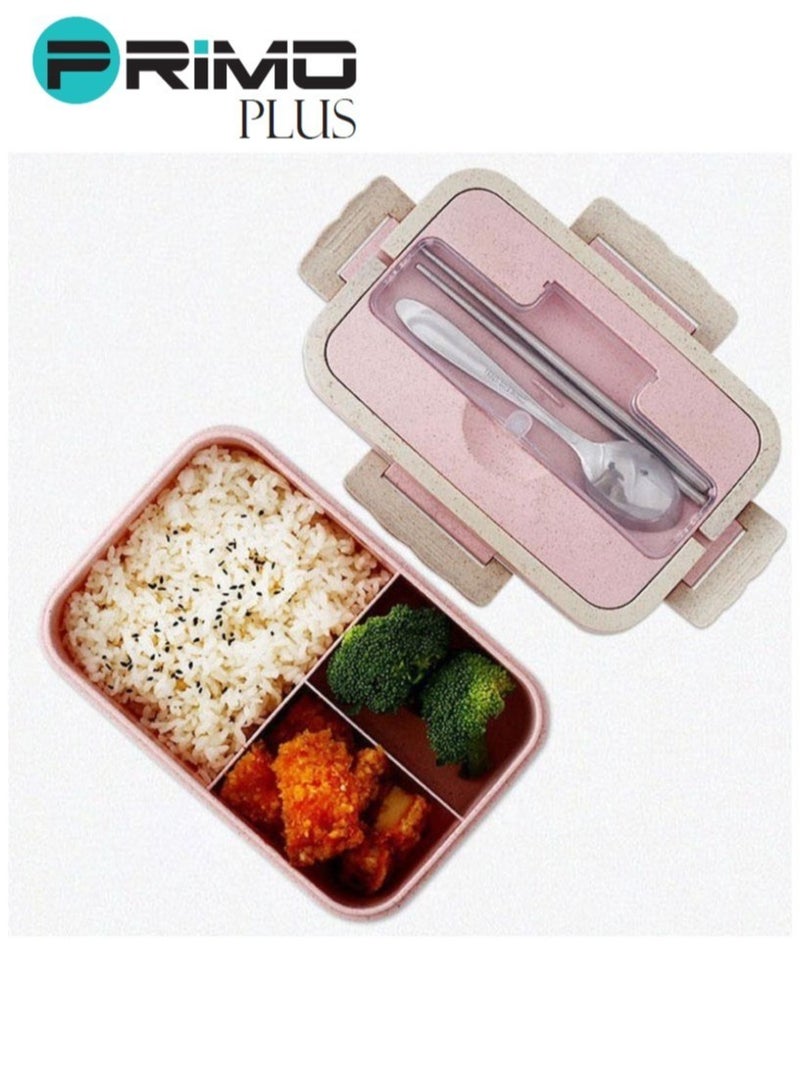 بريمو بلس علبة غداء أوعية بتصميم متين ومضاد للتسرب للأطفال وردي - Image 1
