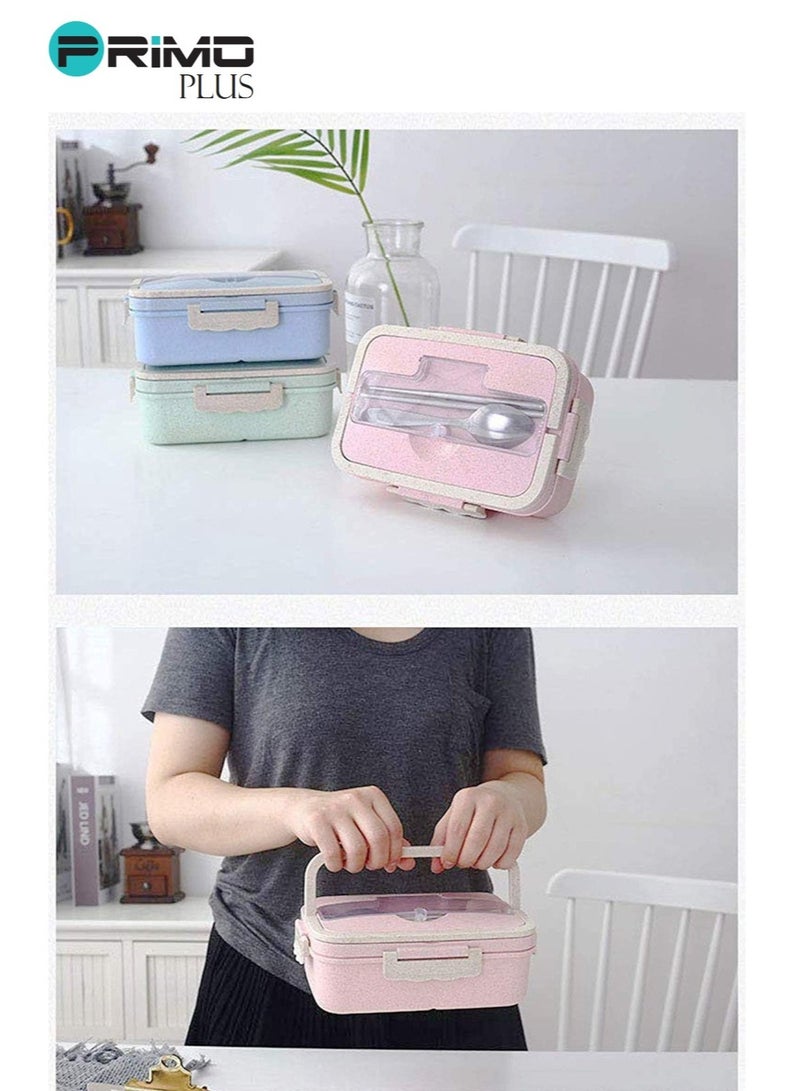 بريمو بلس علبة غداء أوعية بتصميم متين ومضاد للتسرب للأطفال وردي - Image 3