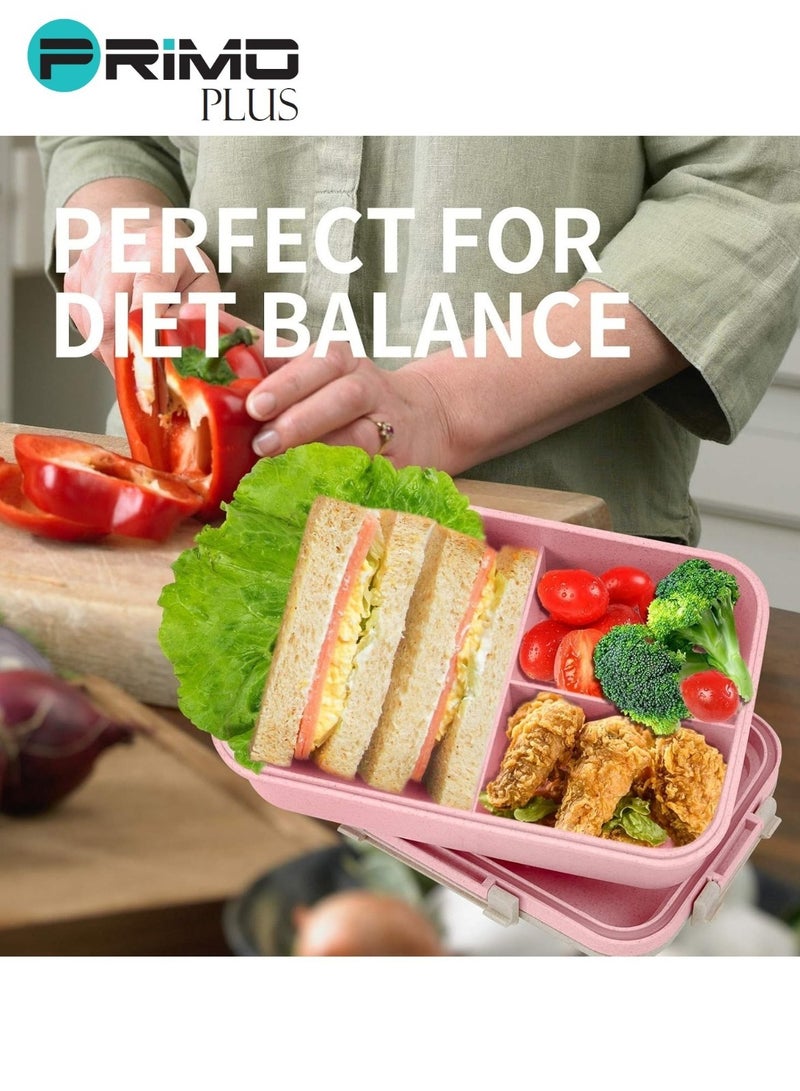 بريمو بلس علبة غداء أوعية بتصميم متين ومضاد للتسرب للأطفال وردي - Image 4