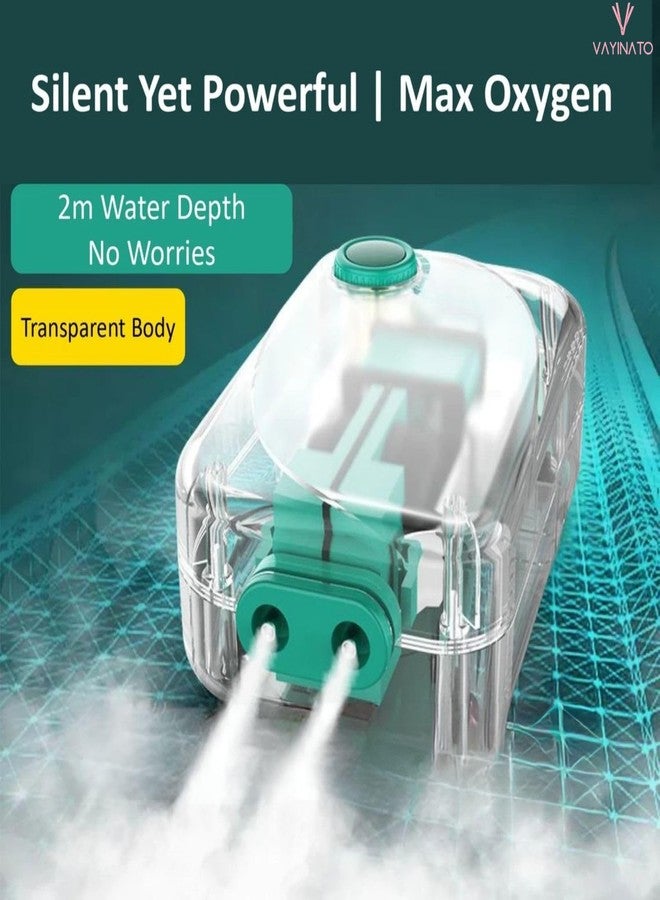 VAYINATO AQ-013 Transparent Large Volume Quiet air Pump with Adjustable Flow Control Vale | Free 3M Airtube, 2 Check Valve and 2 Airstone for Aquarium Fish Tank | Super Silent Design (2 Way) - Image 3