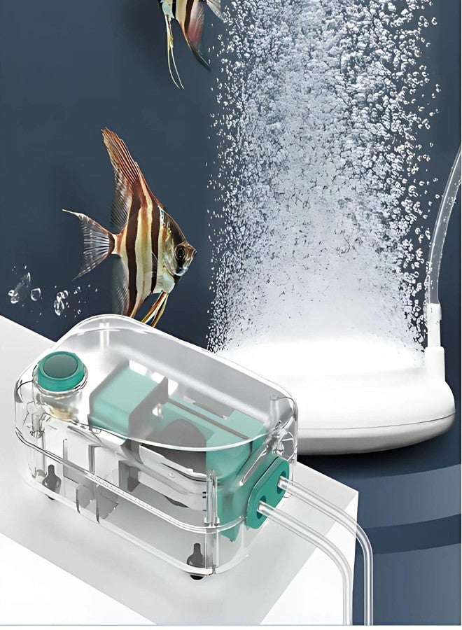 VAYINATO AQ-013 Transparent Large Volume Quiet air Pump with Adjustable Flow Control Vale | Free 3M Airtube, 2 Check Valve and 2 Airstone for Aquarium Fish Tank | Super Silent Design (2 Way) - Image 1