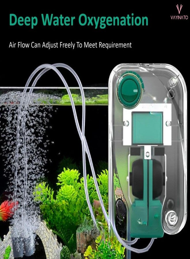 VAYINATO AQ-013 Transparent Large Volume Quiet air Pump with Adjustable Flow Control Vale | Free 3M Airtube, 2 Check Valve and 2 Airstone for Aquarium Fish Tank | Super Silent Design (2 Way) - Image 2