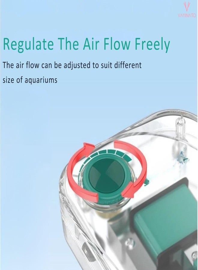 VAYINATO AQ-013 Transparent Large Volume Quiet air Pump with Adjustable Flow Control Vale | Free 3M Airtube, 2 Check Valve and 2 Airstone for Aquarium Fish Tank | Super Silent Design (2 Way) - Image 5