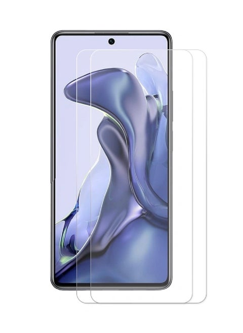2 Pieces Tempered Glass Screen Protector Clear Designed For Xiaomi 11T Full Screen Coverage And Bubble Free