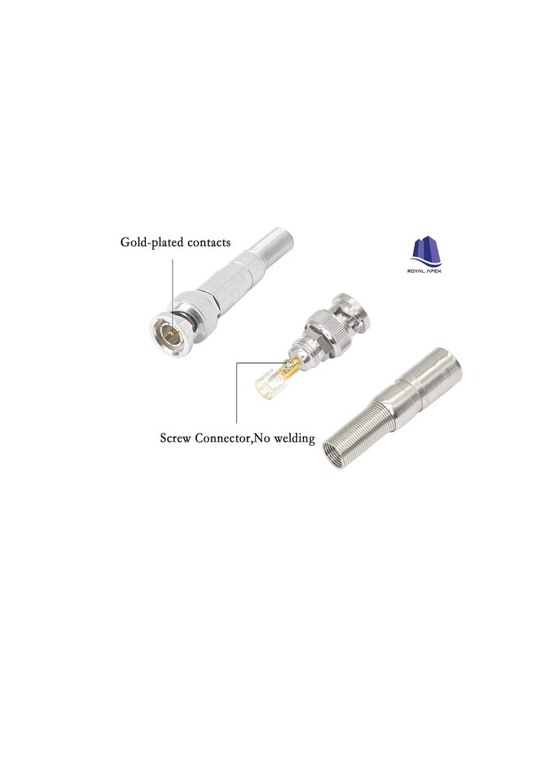 BNC Male Connector Professional Design Easy To Install Strong Compatibility Simple Appearance BNC Connector for CCTV Cameras (Pack of 10) - Image 3