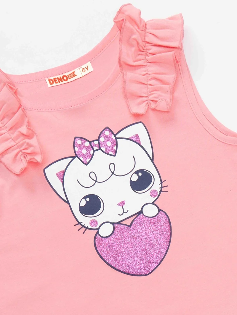 Denokids Kitten Girl T-Shirt Tights Set