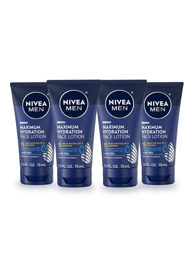 نيفيا مين لوشن ترطيب الوجه الأقصى من نيفيا للرجال، لوشن للوجه مع عامل حماية من الشمس واسع الطيف SPF 15 للرجال، عبوة من 4 أنابيب سعة 2.5 أونصة سائلة - Image 1