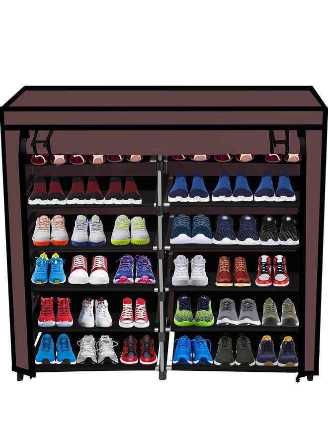 RAXON WORLD- Multipurpose Rack|Book Rack|Strong PVC Pipes|Shoe Rack|Wardrobe|PP Plastic|Non Wooven Fabric|Book Case|Racks|Clothes Rack|Office and Home Use|Chappal Stand||12 Shelves (Brown) - Image 2