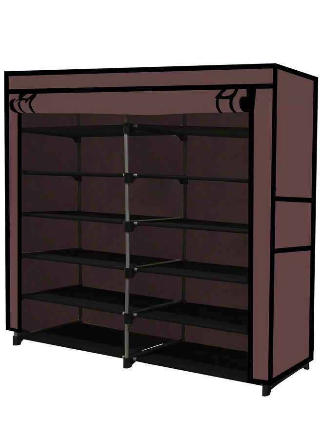 RAXON WORLD- Multipurpose Rack|Book Rack|Strong PVC Pipes|Shoe Rack|Wardrobe|PP Plastic|Non Wooven Fabric|Book Case|Racks|Clothes Rack|Office and Home Use|Chappal Stand||12 Shelves (Brown) - Image 3