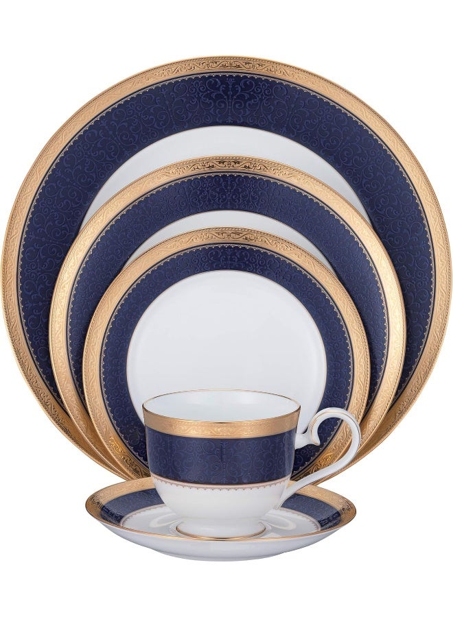 Noritake Odessa Cobalt Gold 5Piece Place Dinnerware Setting in BlueWhite - Image 1