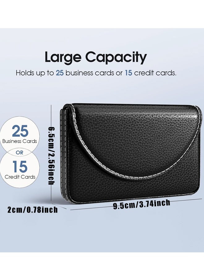 PU Leather Business Card Case for Purse, Pocket Travel Name Card Holder Wallet,Portable Magnetic Business Card Carrier, Slim & Stylish - Image 2