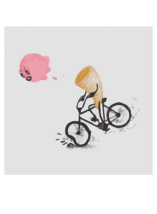 RYN Ice Cream Themed Printed MDF Wall Art Grey/Beige/Black 30x30cm - Image 2