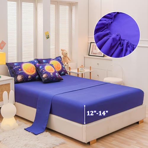 Tasselily Twin Size Comforter Sets for Boys, Space Bedding Set Twin Bed in a Bag, 6 Pcs Universe Planet Galaxy Comforter Set with Sheets - Image 4