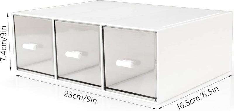 kulusion Desk Drawer Organizer, Stackable Storage Drawers, Compact Plastic Storage Box, Ideal for Office, School, Home, Small Space, Large 3 Drawers (White) - Image 3